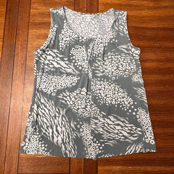 Travel Smith Women's Gray White Cheetah Print Sleeveless Blouse Tank Size Medium - Picture 5 of 7